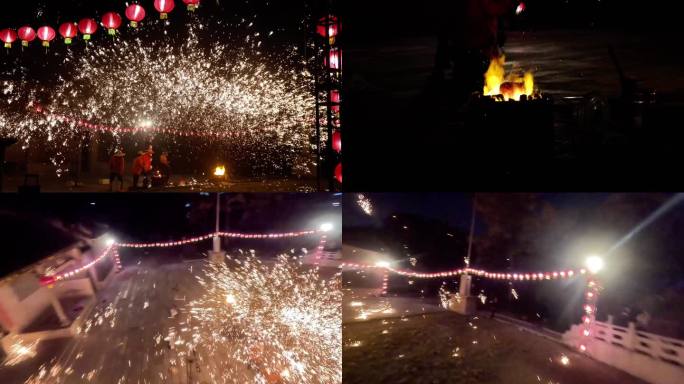 非遗打铁花 穿越机航拍 佛山禅城黎冲村