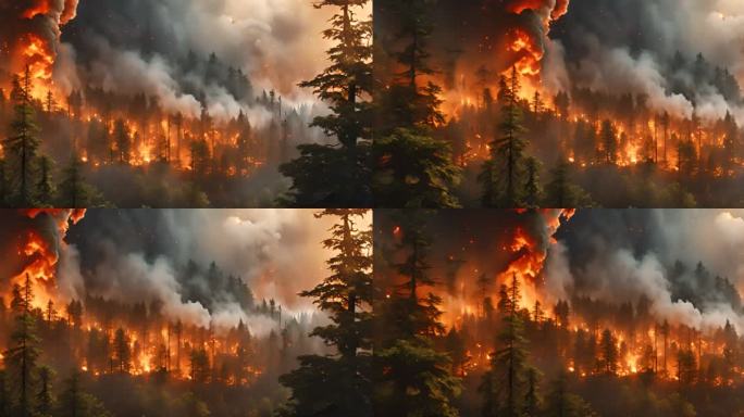 森林着火山火火灾熊熊大火