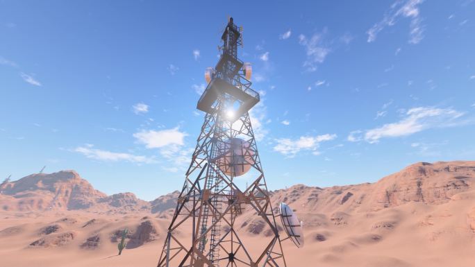 沙漠5g基站信号发射塔视频