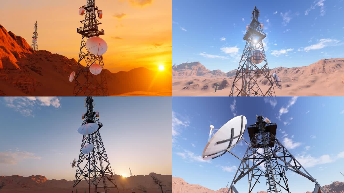 沙漠5g基站信号发射塔视频