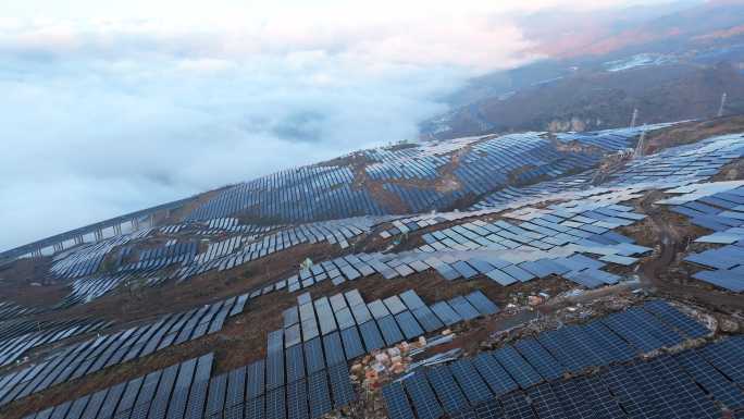 航拍太阳能光伏发电基地