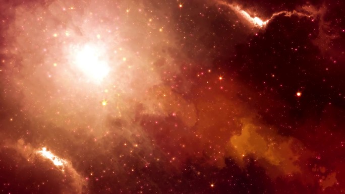 抽象幻想红棕黄闪亮的太空旅行观星空星云云