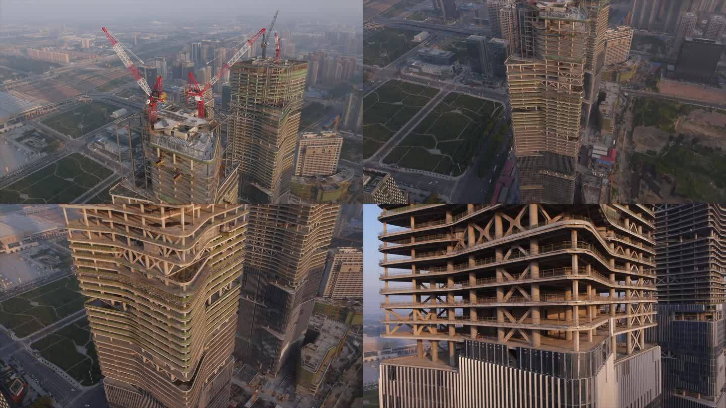 2014年建设中的郑州双子塔