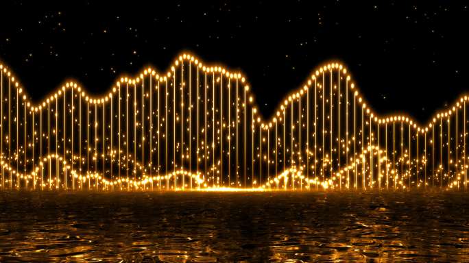 金色粒子光线波浪