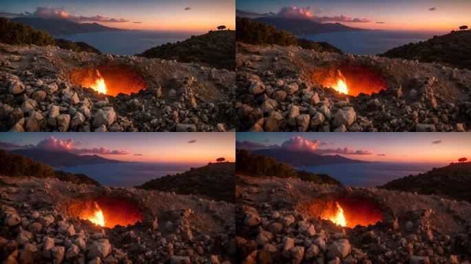 火山爆发爆炸岩浆