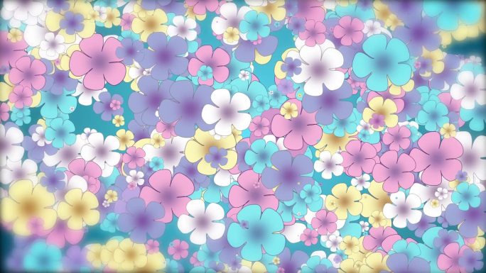 彩色花卉背景。小花的运动。弹簧循环动画。