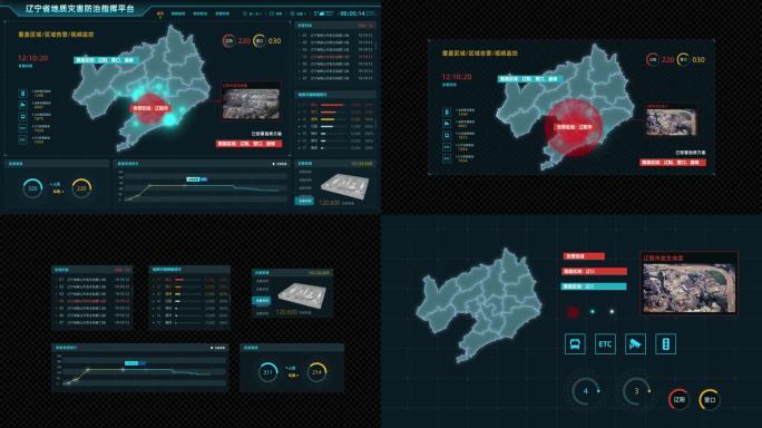 辽宁省地震防空智慧中心大屏数据展示