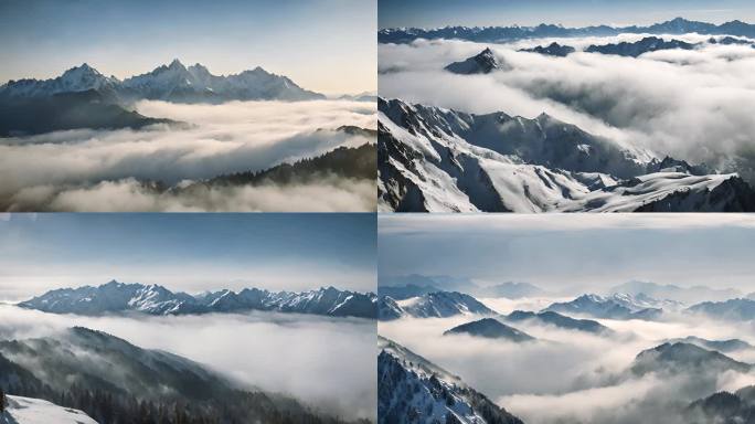 合集雪山山峰山脉意境风景