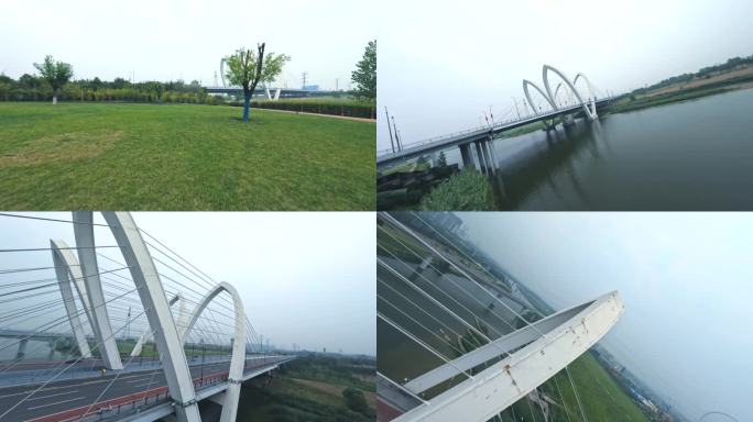 西安镐京大桥穿越机航拍
