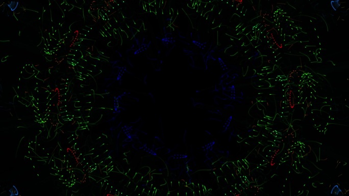 以彩色圆形径向隧道线为特色，能量发光波粒子爆炸，抽象移动