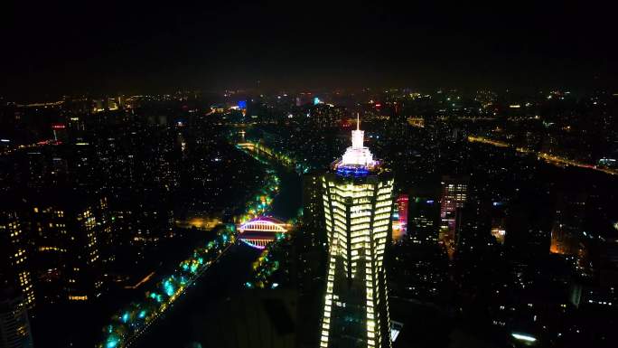 杭州市区西湖文化广场夜景视频素材9