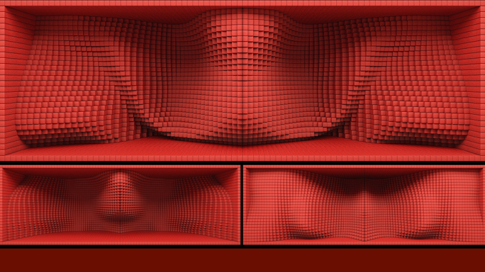 【裸眼3D】红色光影视觉曲线矩阵扭曲空间