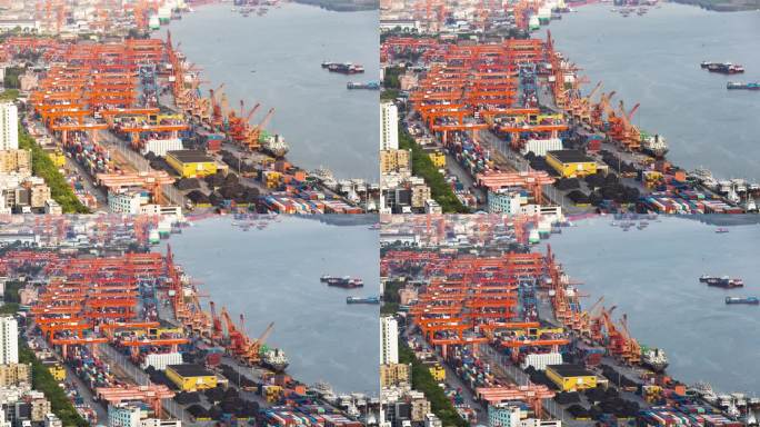 黄埔码头港航中心集装箱物流运输延时摄影