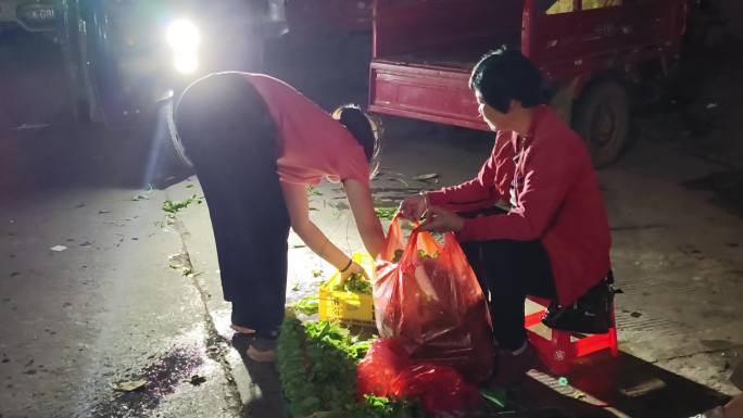 早晨菜市场 商业批发市场 菜市交易夜菜市