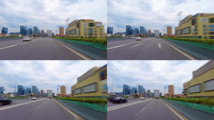 汽车在城市马路飙车狂奔开车第一视角视频素