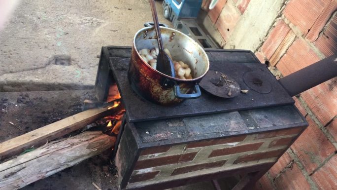 在巴西内陆用柴火炉自制的食物