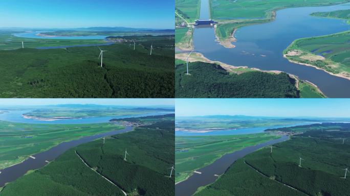 4k新能源风力发电航拍东北山脉