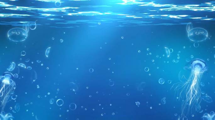 海底唯美蓝色水母游荡循环