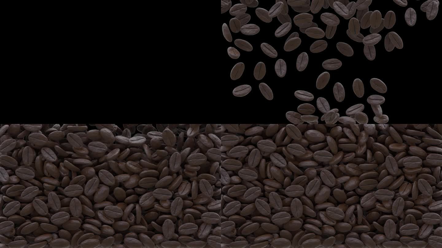烤黑咖啡豆动画幕布过渡效果透明背景Alpha通道