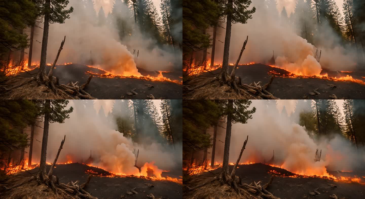 俄勒冈州夜间的森林火灾
