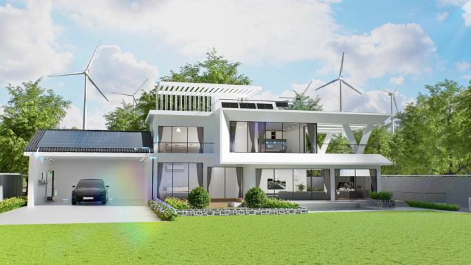 新能源光伏太阳能板别墅