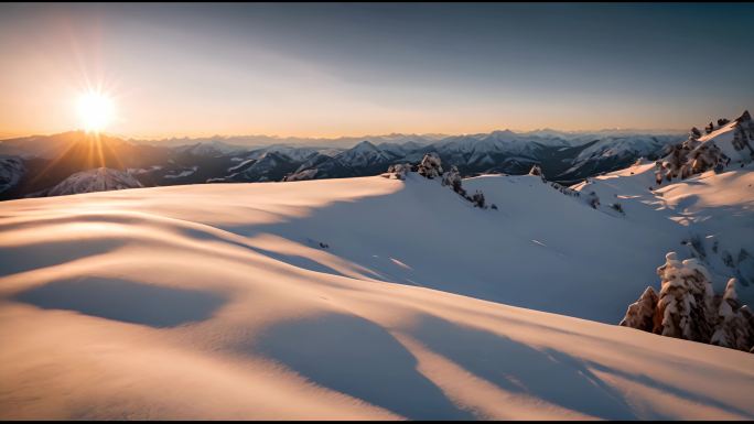 雪地日出空境唯美