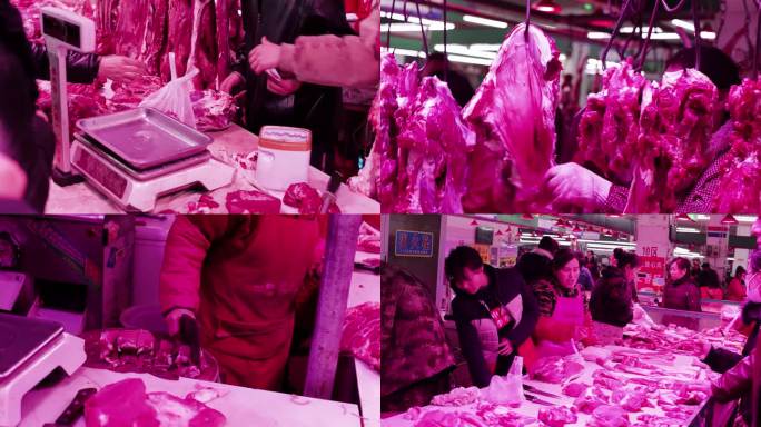 菜市场肉摊牛羊肉猪肉