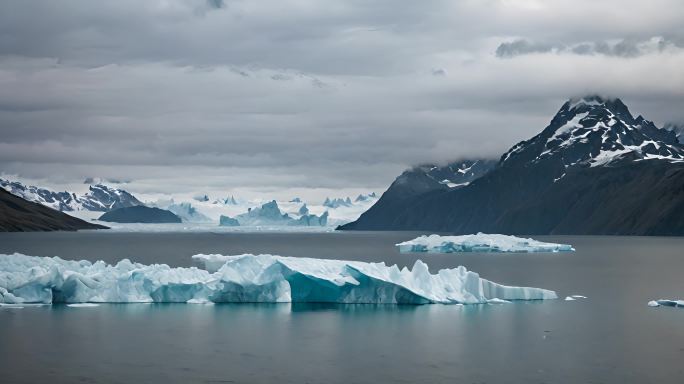 冰从冰川崩塌成湖气候变化和全球变暖