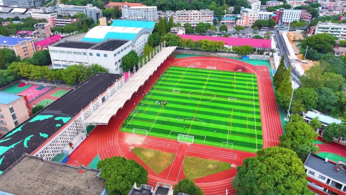 湖南师范大学体育场运动场足球场体育馆航拍