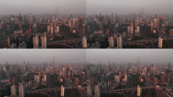 4k航拍上海城市空镜