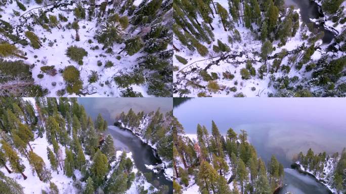 从空中俯瞰的太浩湖荒野在冬天