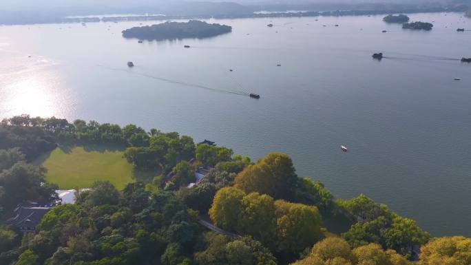 浙江杭州西湖景区美景航拍旅游风景大自然风