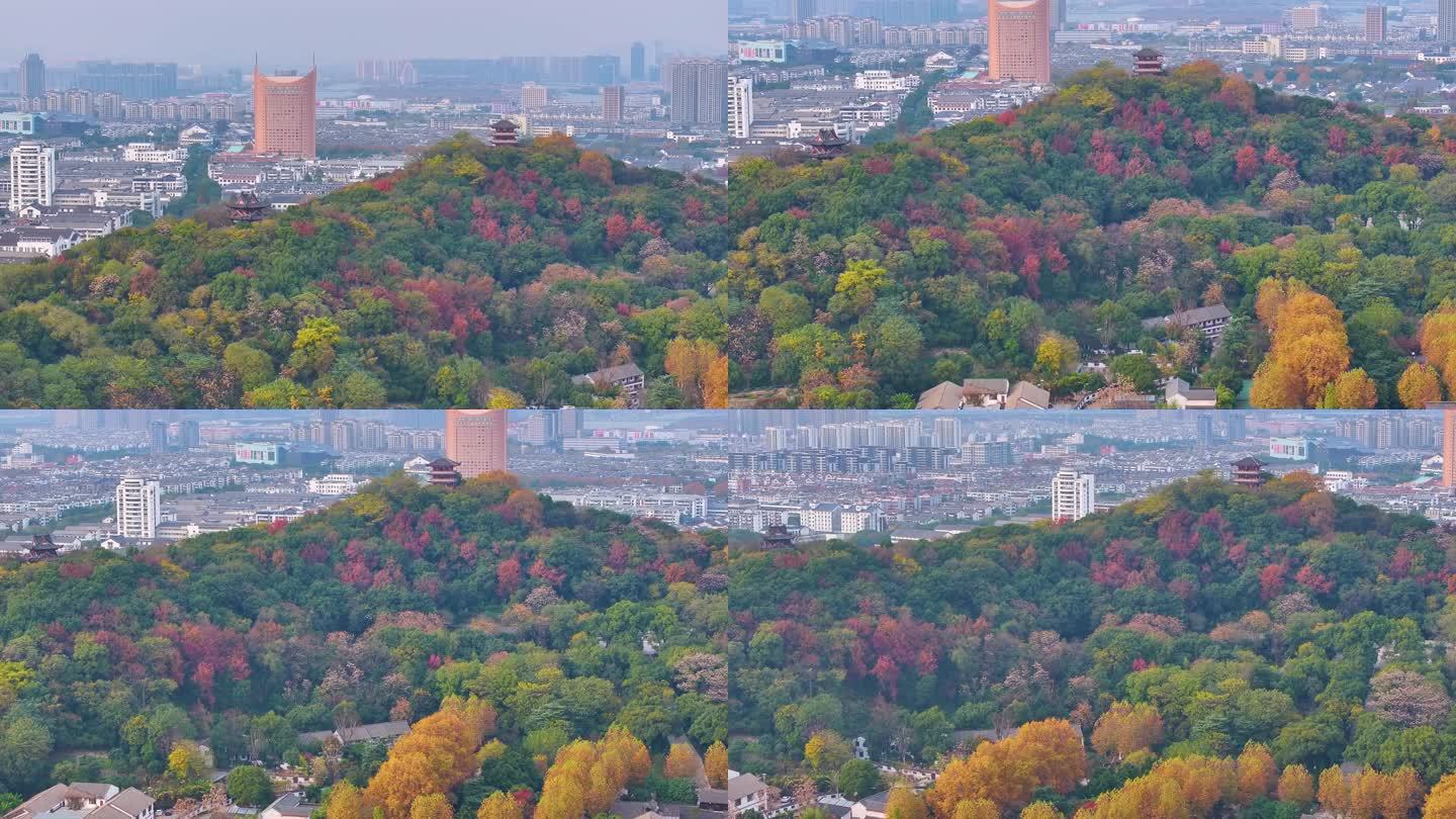 浙江绍兴越城区府山公园航拍城市风景大自然