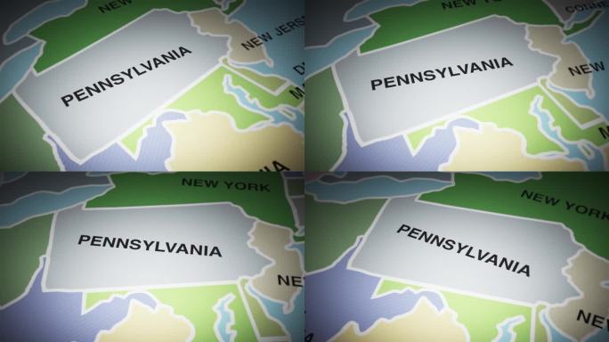 美国地图转向宾夕法尼亚州