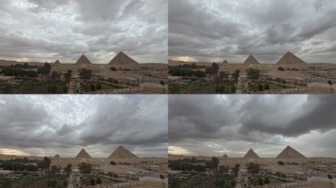 埃及吉萨大金字塔上空乌云密布