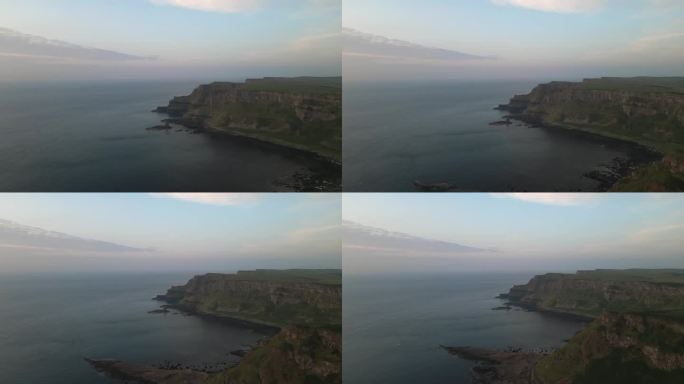 飞越著名的巨人堤在北爱尔兰- 4K电影无人机镜头