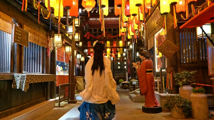 古镇古装城墙庭院（原素材）