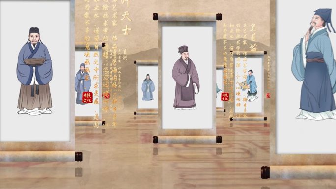 中国传统名医卷轴展示AE模板