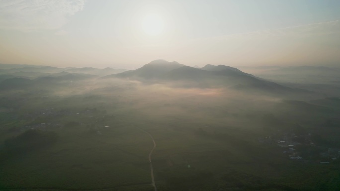 清晨的乡村薄雾
