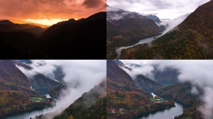 秦岭山水森林日出云海