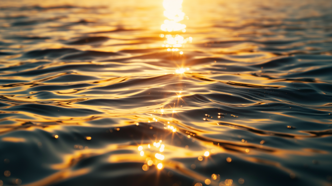【合集】夕阳水面反射波光粼粼水面波纹