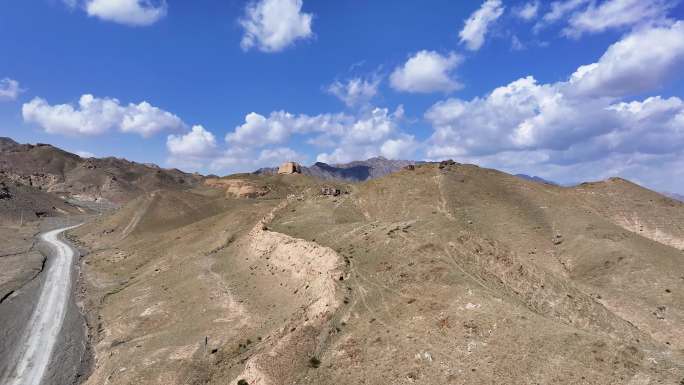 航拍宁夏银川贺兰山三关口明长城