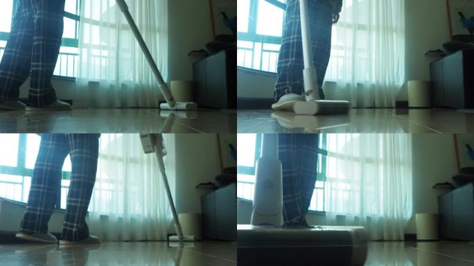 小米吸尘器打扫房间吸地板