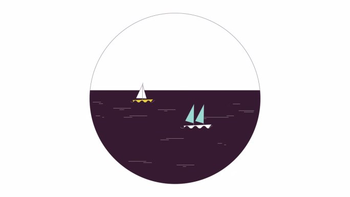 帆船赛海洋线卡通动画