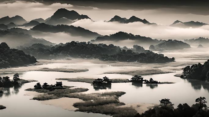 意境山水水墨山水风景