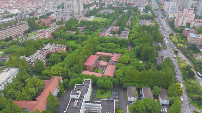 上海市复旦大学邯郸校区航拍校园风景风光素