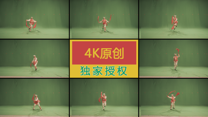 4K绿幕实拍陕北单人腰鼓表演