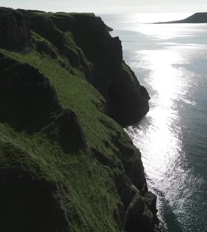 英国南威尔士格拉摩根高尔半岛航拍视频