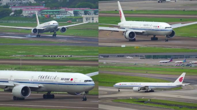 中国国际航空 波音777客机降落全过程