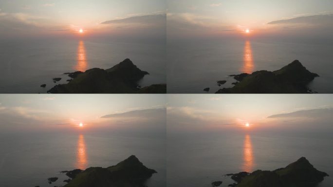 惊人的日落在巨人堤道- 4K电影无人机镜头